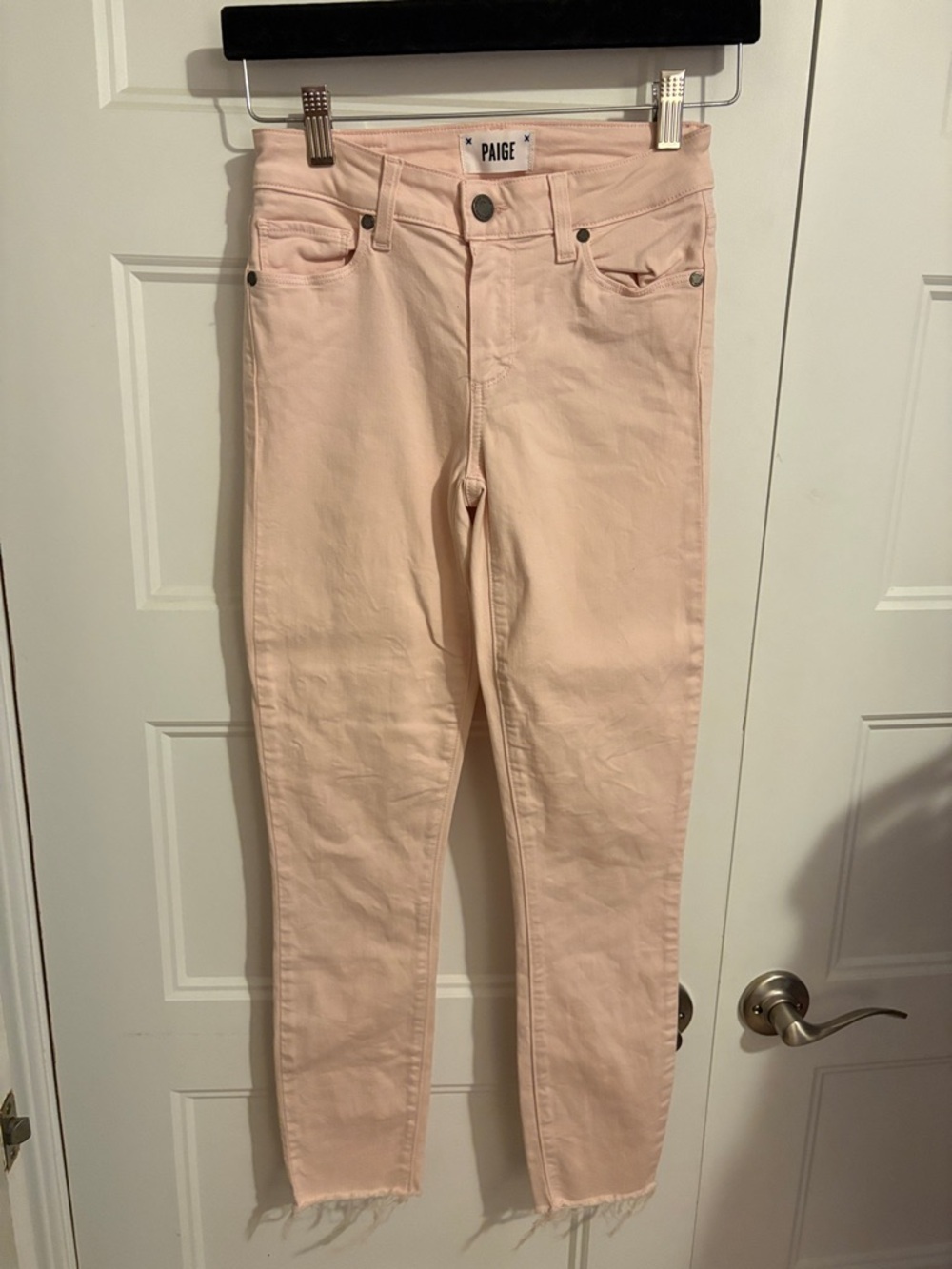 NWOT 💕 PAIGE Pastel Blush High-Rise Straight Jeans